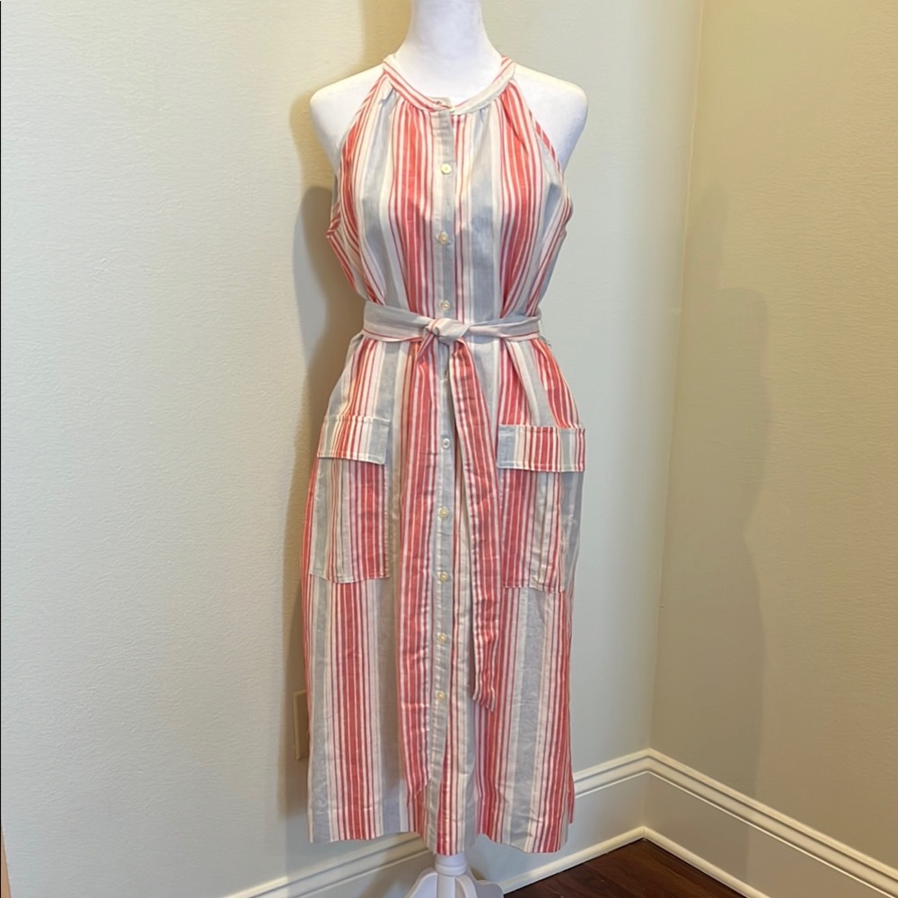 GAP coral and blue Sleeveless Halter Midi Dress